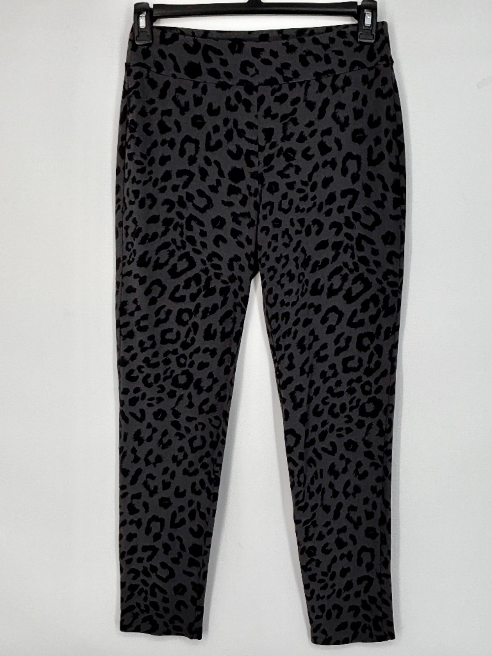Susan Graver Weekend Womens XS Printed Premium Stretch Pants Gray Leopard Pocket